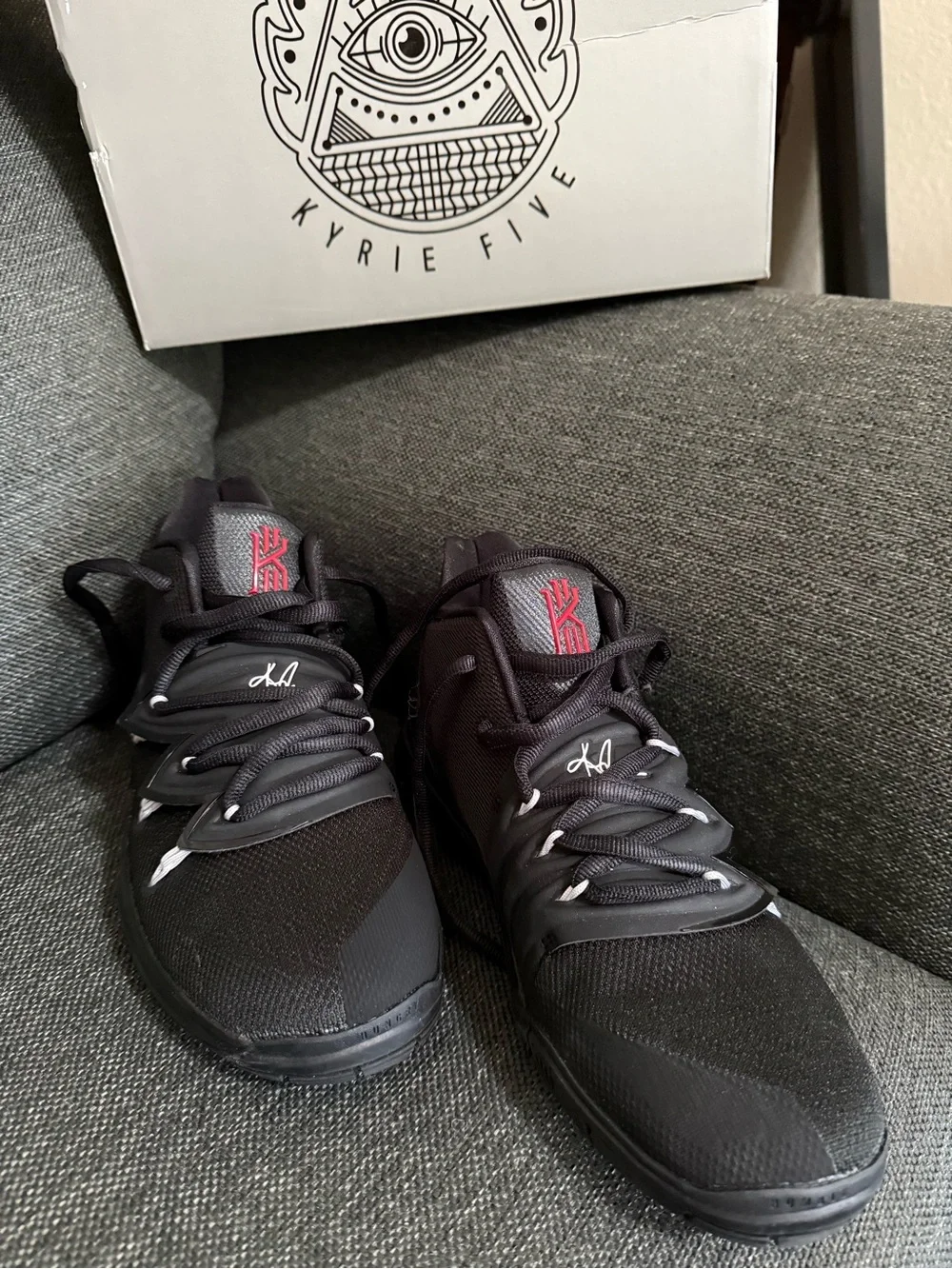 Nike Kyrie Five Men's Basketball Shoes - Black with Red Accents